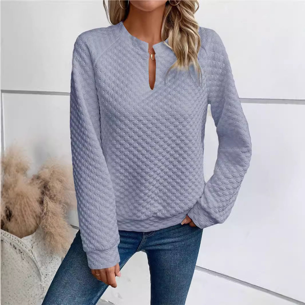 Women's Color Deep Stitching Long Sleeve Casual Sweaters