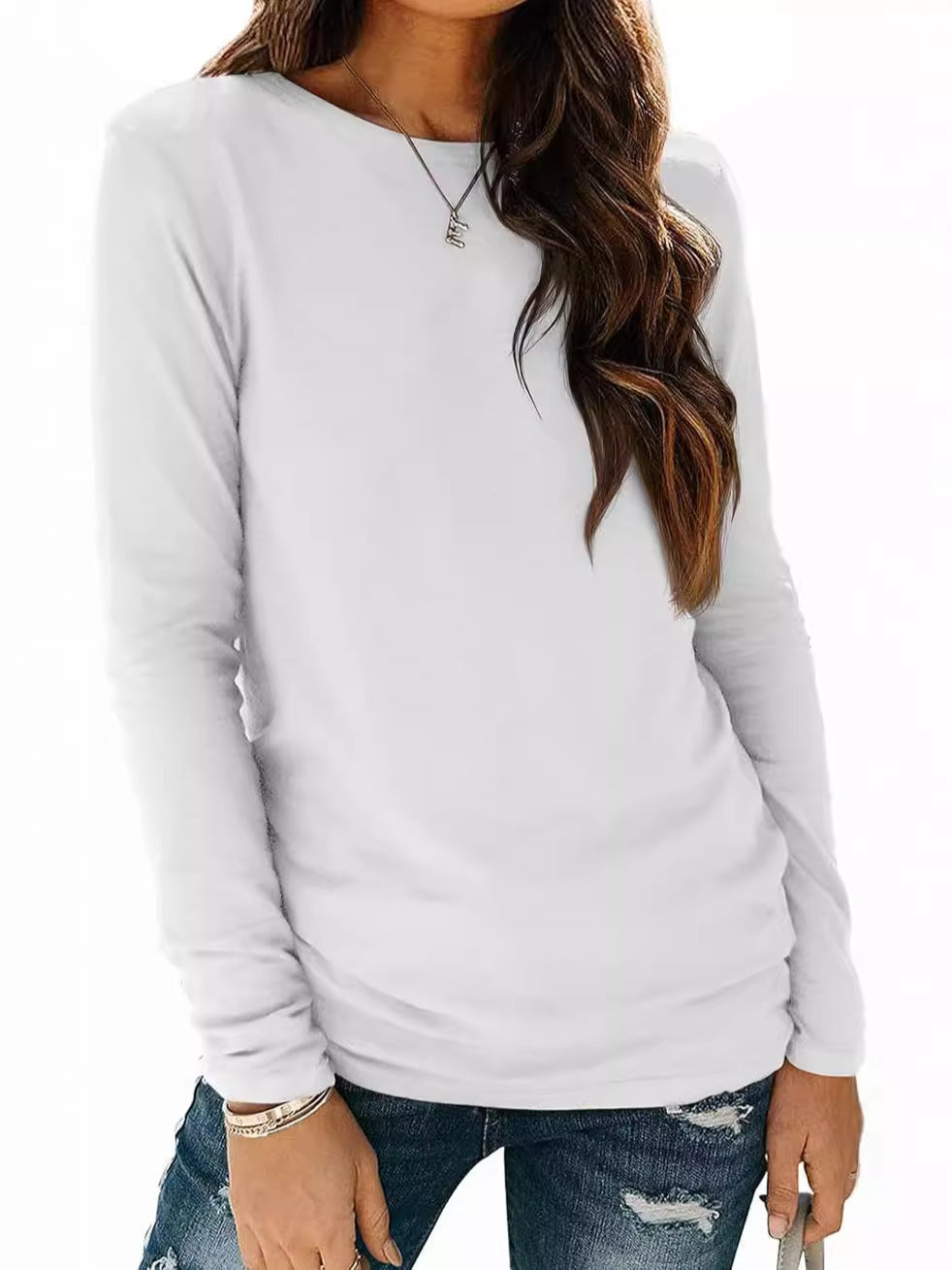 Women's Loose Long Sleeve Solid Color Casual Blouses