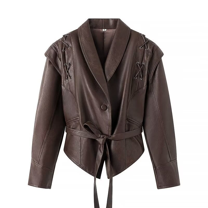 Women's Spring Street Fashion Design Retro Leather Jackets