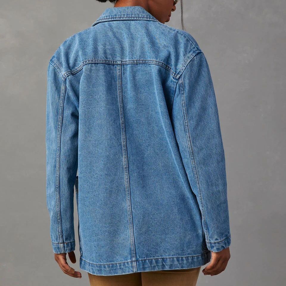 Women's Fashion Leisure Washed-out Blue Denim Jackets