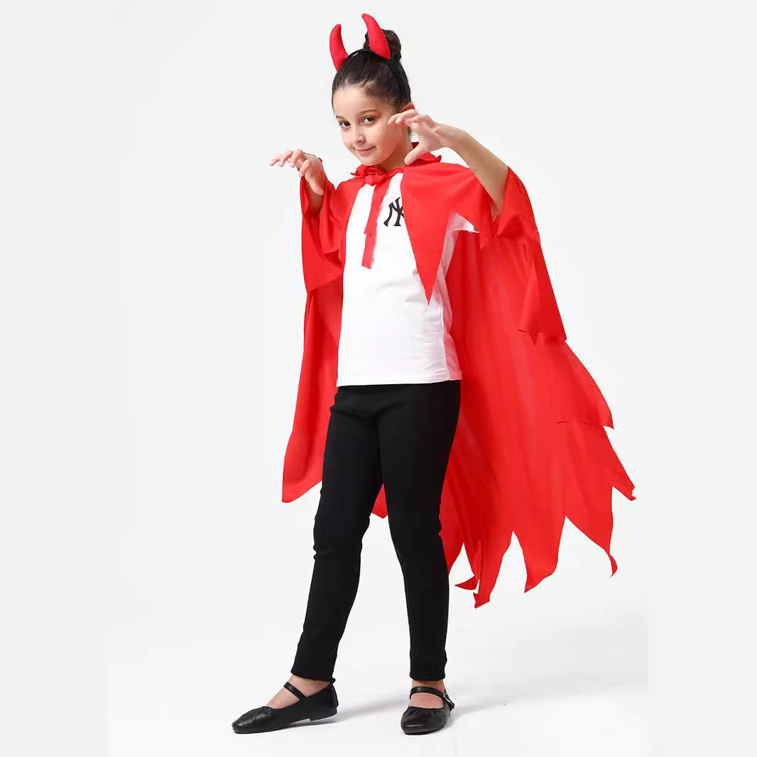 Halloween Cloak Red Devil Horn Robe Costumes