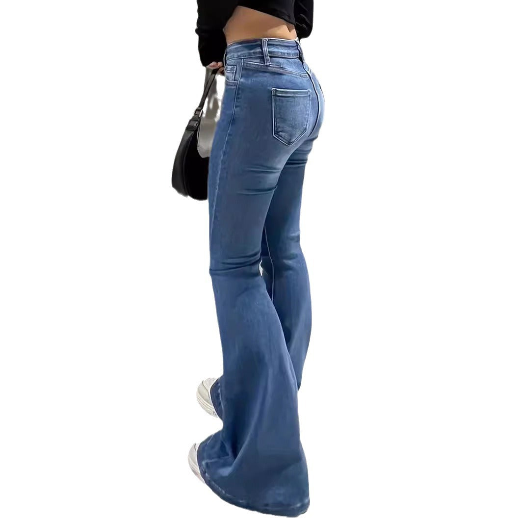 Women's Waist Slim Fit Slimming Fashionable Straight Casual Jeans