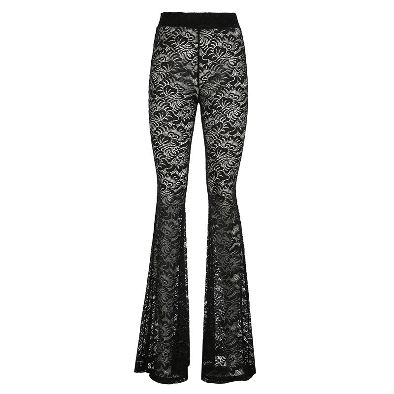 Sexy Lace High Waist Bell-bottom American Pants