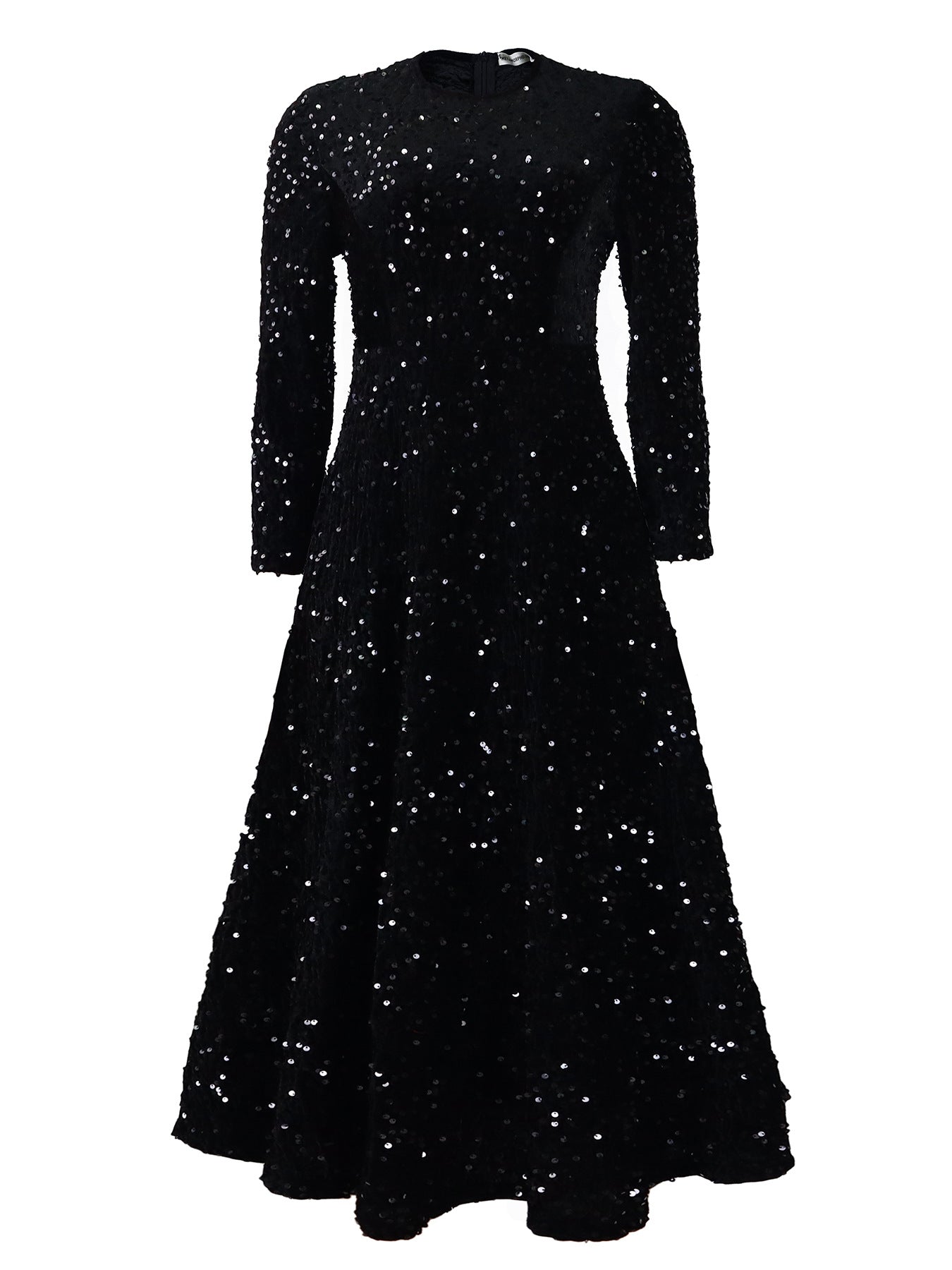 Women's Sleeve Pure Color Sequins High Waist Temperament Dresses