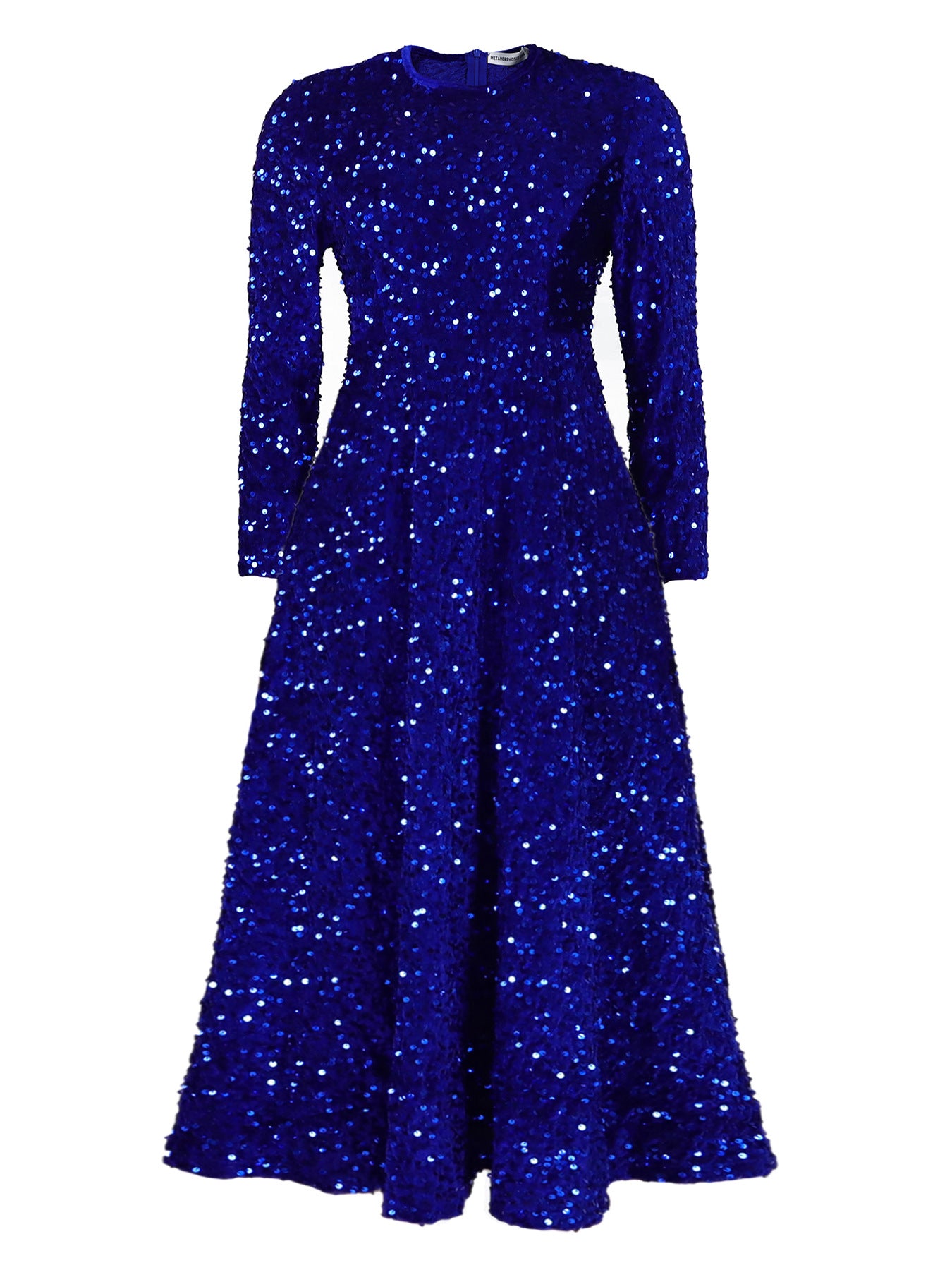 Women's Sleeve Pure Color Sequins High Waist Temperament Dresses