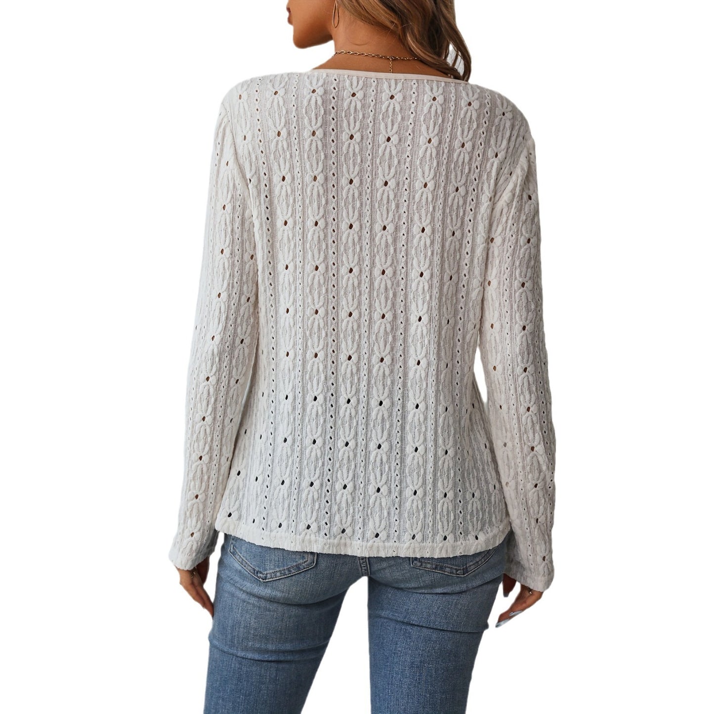 Women's Fashion Shirt Spring Long-sleeved Knitted Jacquard Knitwear