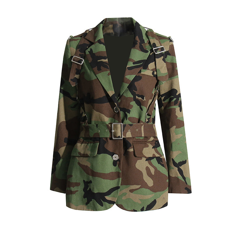 Women's Personalized Camouflage Niche Design Printed Slimming Blazers