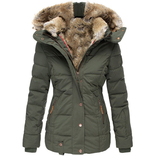 Women's Winter Warm Fur Collar Cotton Clothes Zipper Slim Coats