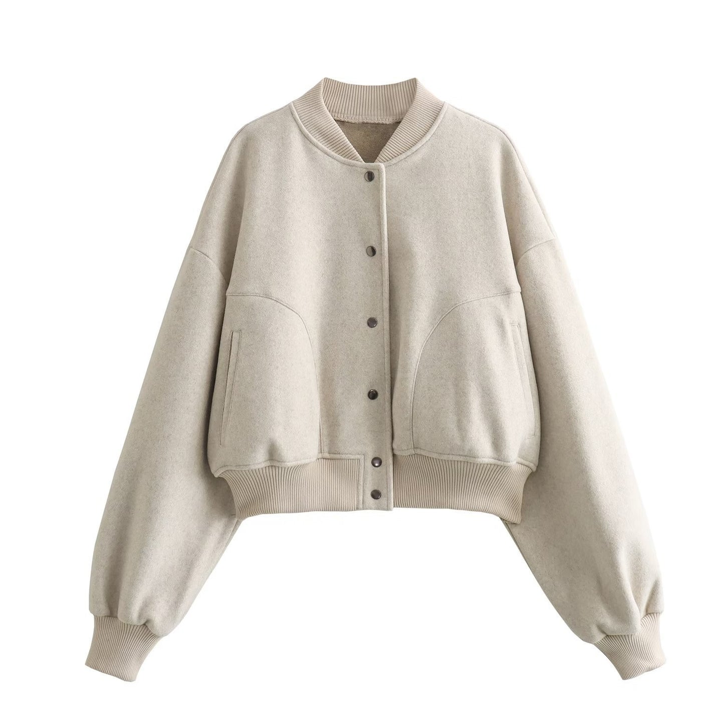 Women's Versatile Spring Large Pocket Bomber Coats