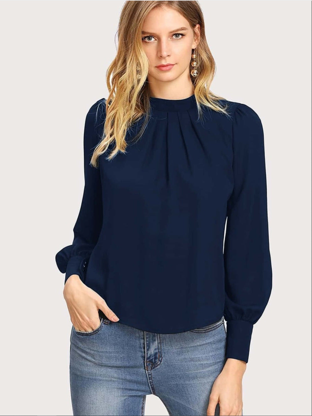 Women's Chiffon Shirt With Small Stand Collar Blouses