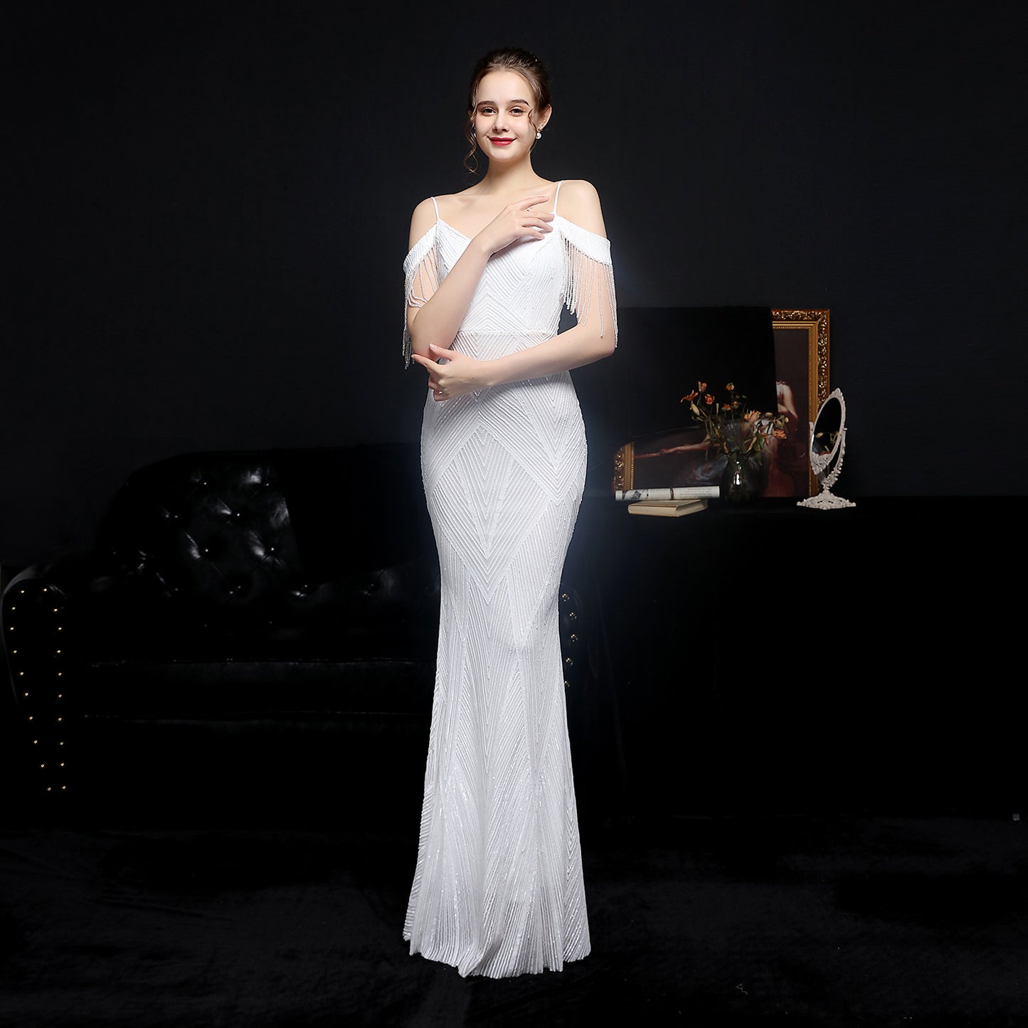 Sequined Fishtail Formal Dress Performance Banquet Car Evening Dresses