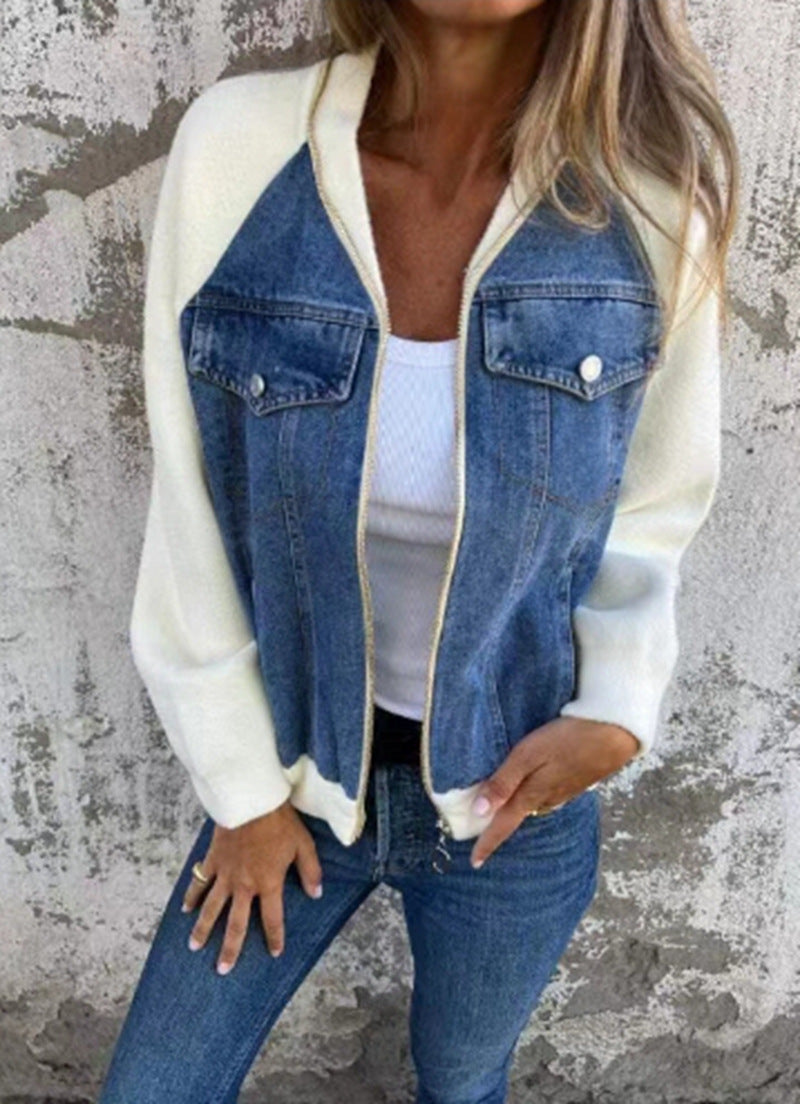 Women's Summer Winter Denim Stitching Casual Fashionable Jackets