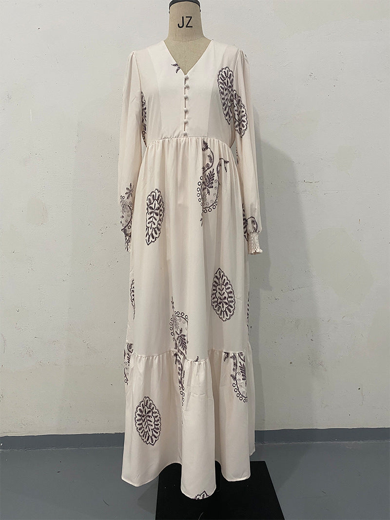 Creative Spring Temperament Pattern Maxi Dress Dresses