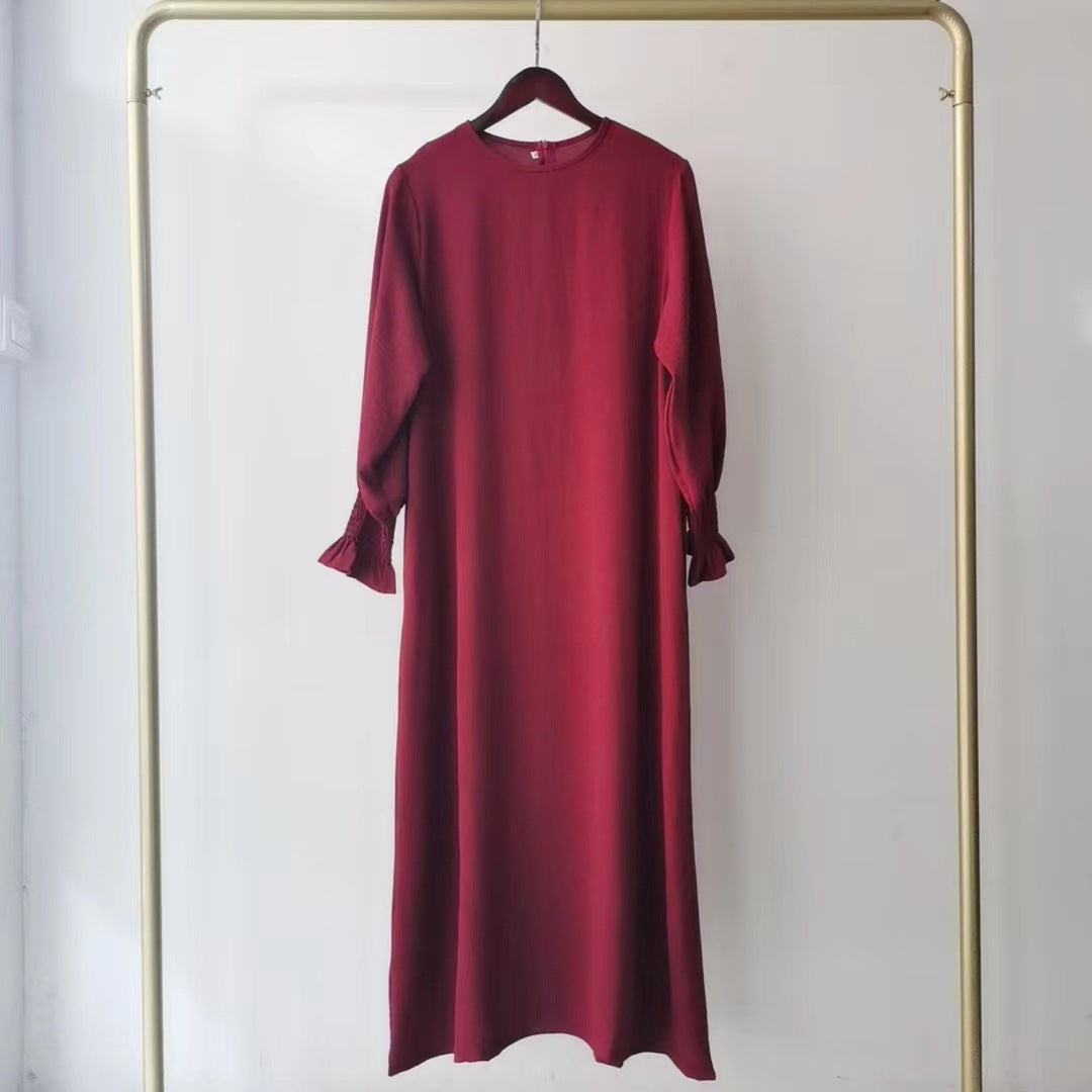 Women's Dress Fashion Round Neck Solid Color Dresses