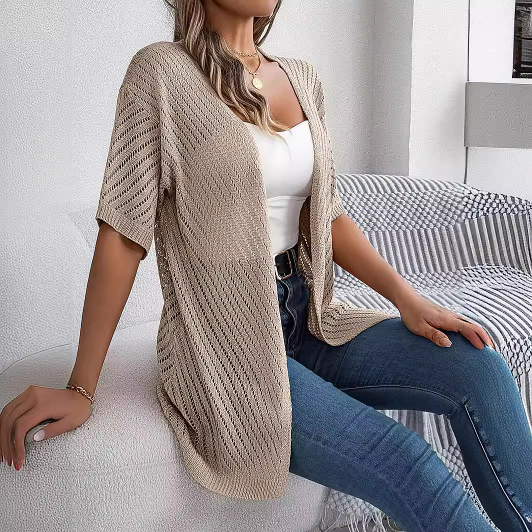 Women's Summer Short-sleeved Knitted Holiday Sun Protection Blouses