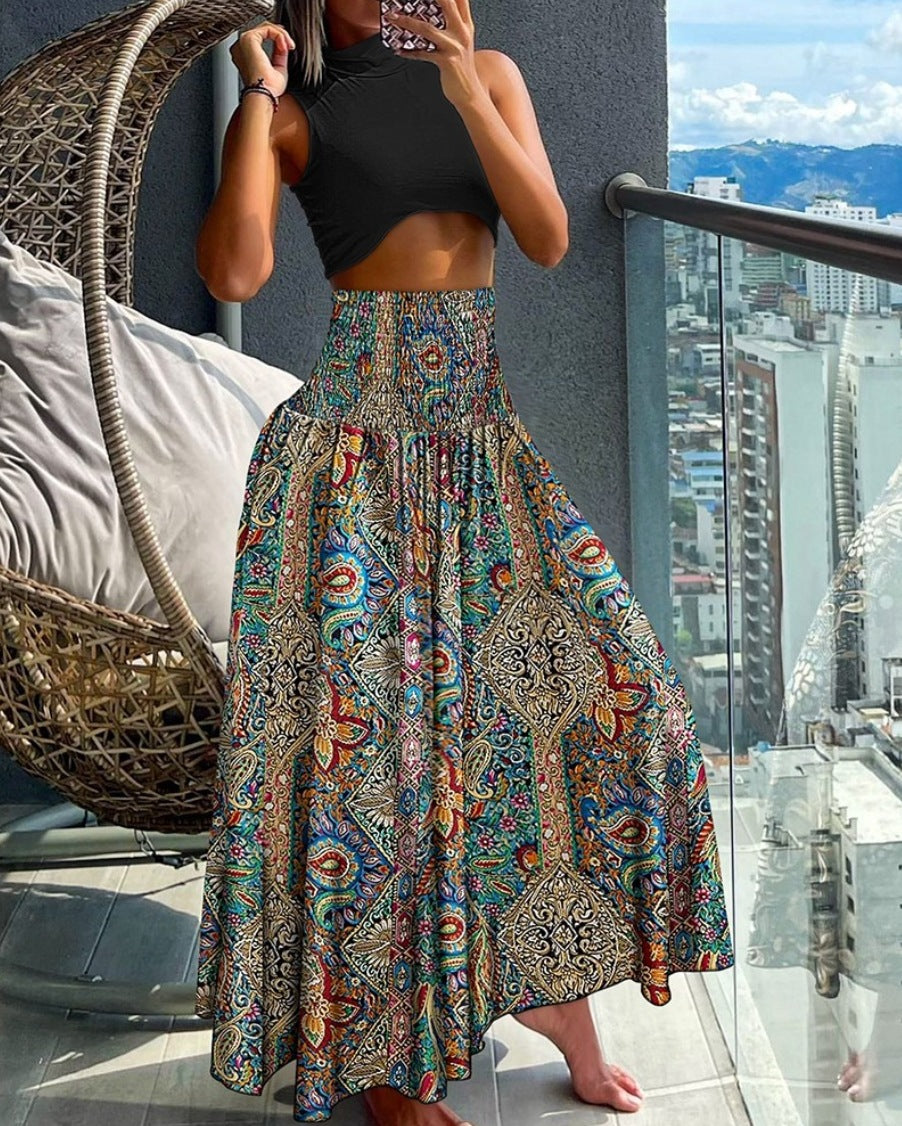 Women's Summer Waist Slimming Printed Wear For Skirts