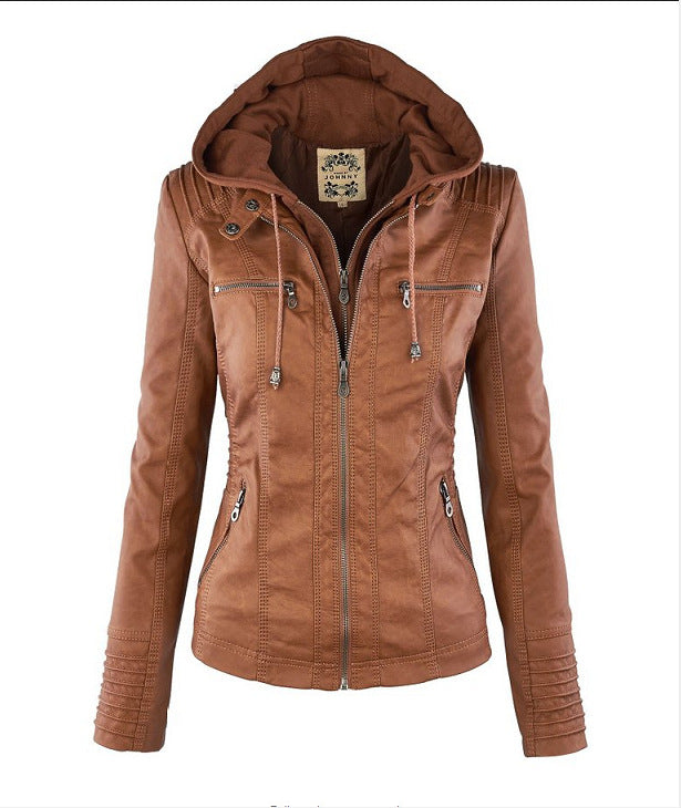 Women's Lapel Long Sleeve Solid Color Zipper Jackets