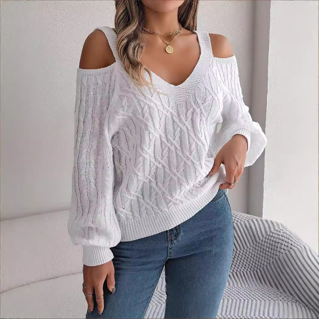 Women's Casual Solid Color Twist Lantern Sleeve Sweaters