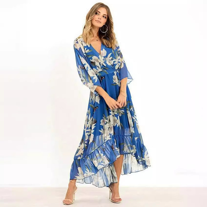 Robes en mousseline de soie à imprimé floral pour femmes