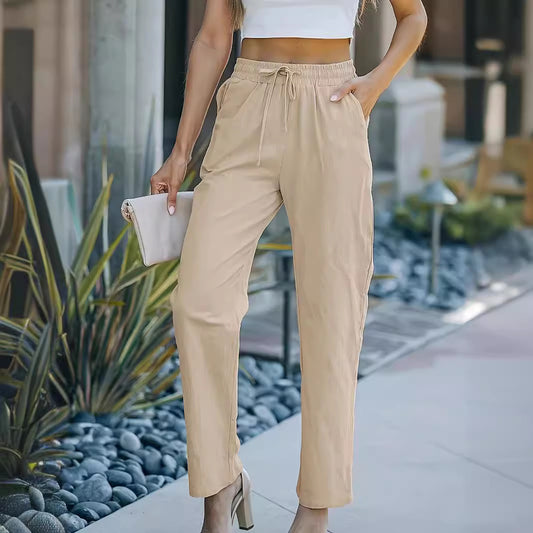 Women's Simple Style Solid Color High Waist Pants