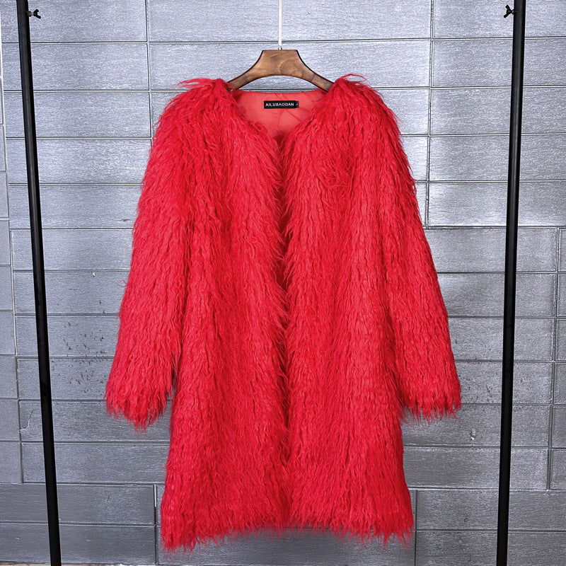 Fur Imitation Tan Wool Lamb Extended Coats