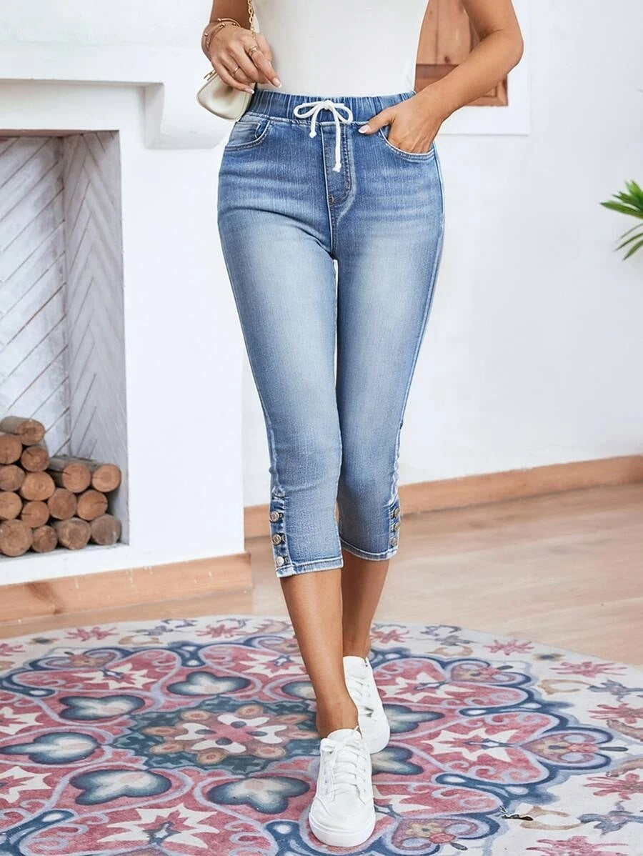 Women's Fashion Elastic Waistband Stretch Hot Jeans