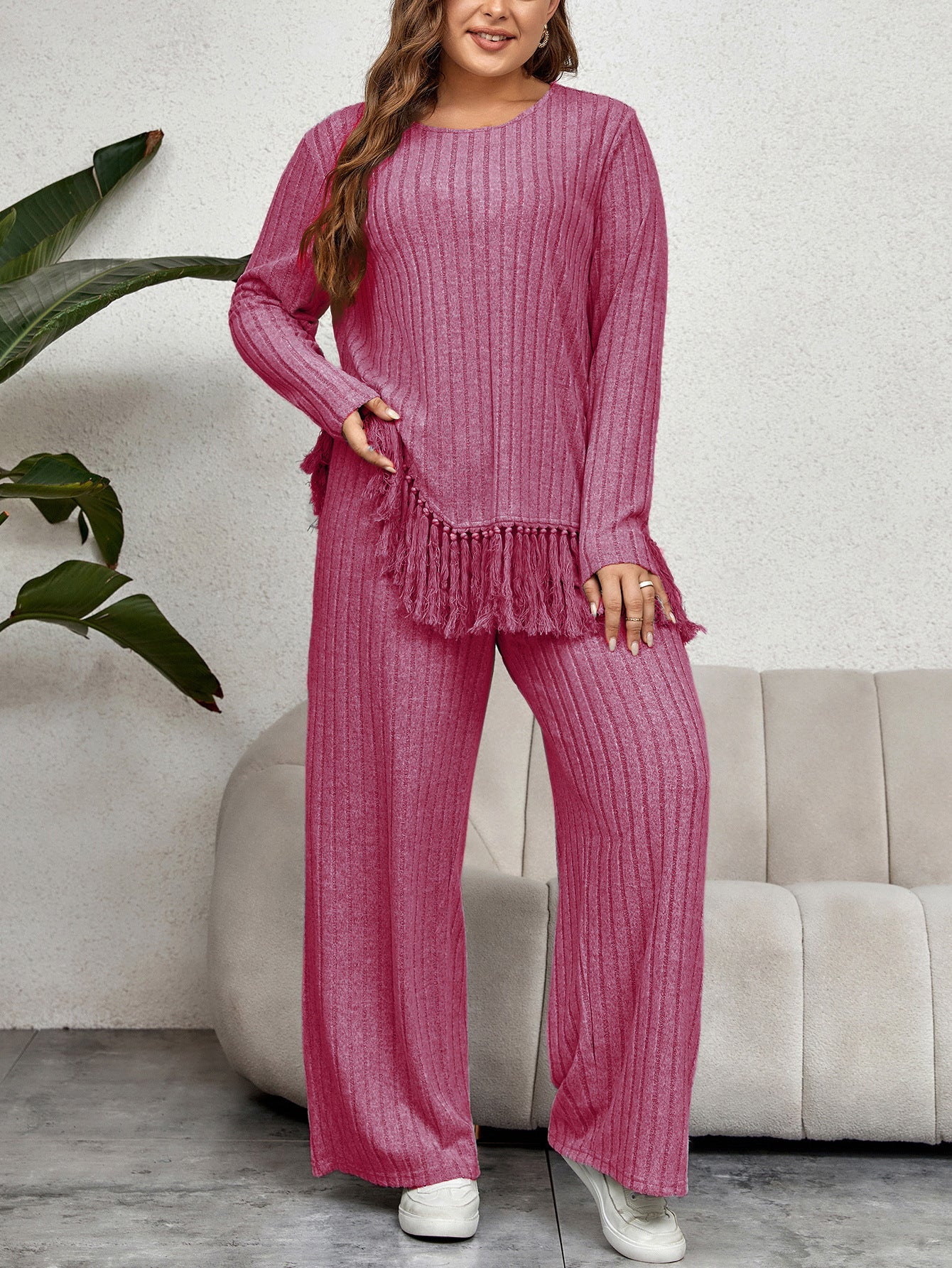 Irregular Tassel Long Sleeve Loose Wide Suits