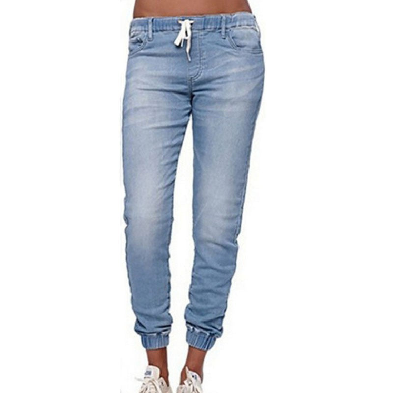 Women's Elastic Waist Casual Green Skinny Jeans