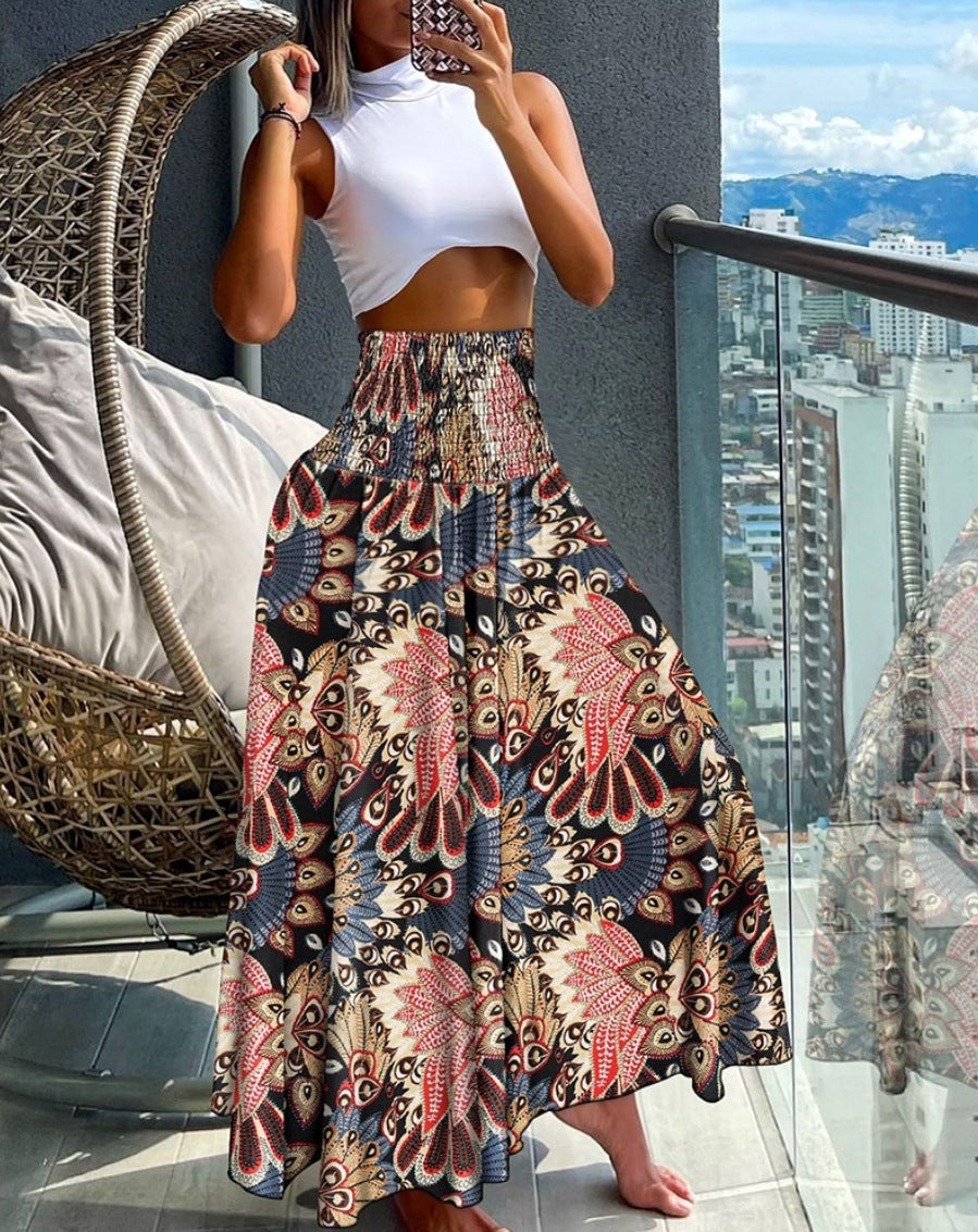 Women's Summer Waist Slimming Printed Wear For Skirts