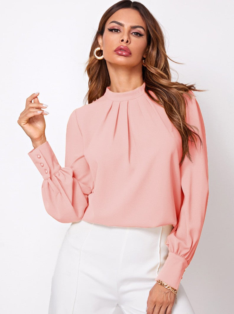 Women's Chiffon Shirt With Small Stand Collar Blouses