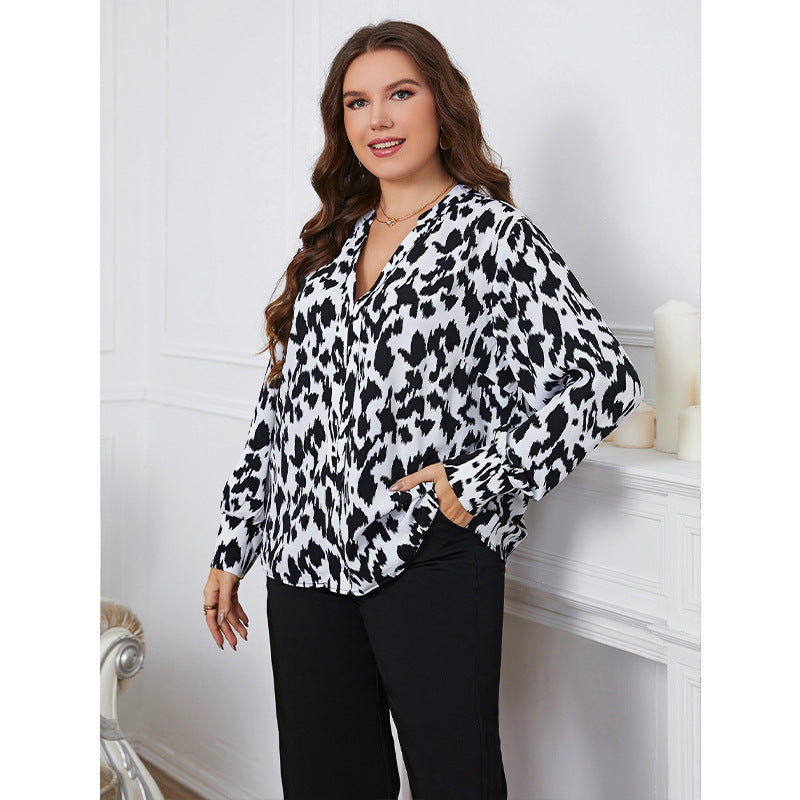 Fashion Retro Style Fashionable Loose Leopard Blouses