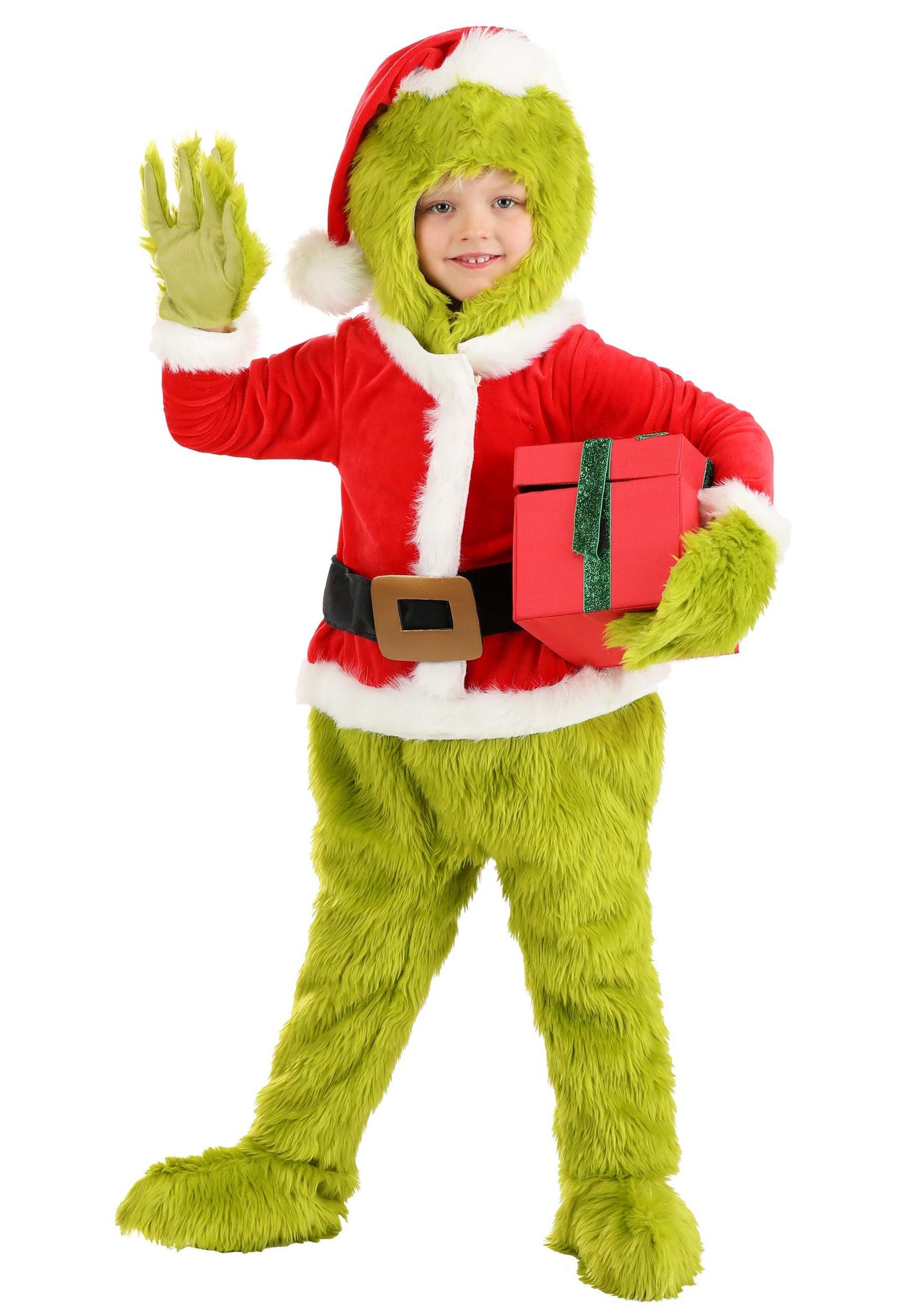 Monstre à fourrure verte d'Halloween Grinch Père Noël avec costumes