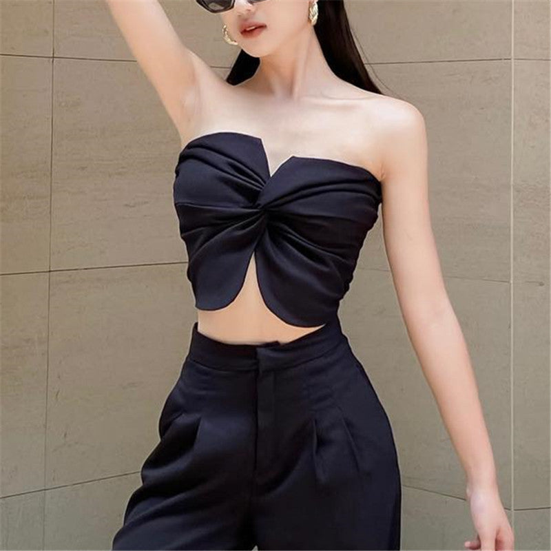 Street Summer Design Twisted Pleated Tube Tops