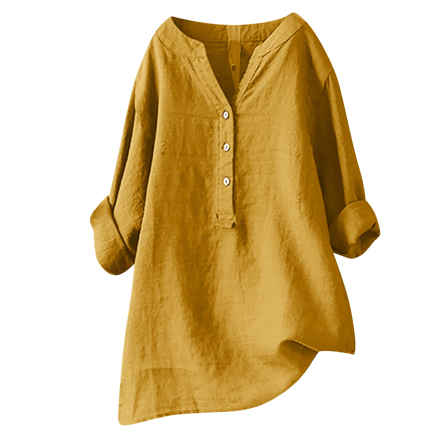 Women's Summer Loose Solid Color Shirt Cotton Blouses