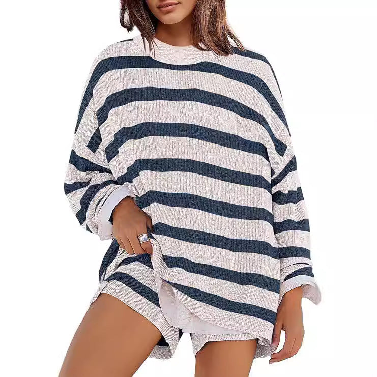 Women's Striped Fashion Casual Long Sleeve Loose Knitwear