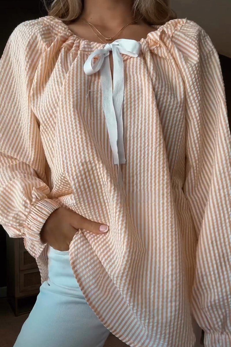 Women's Casual Pretty Shirt Chiffon Striped Tops