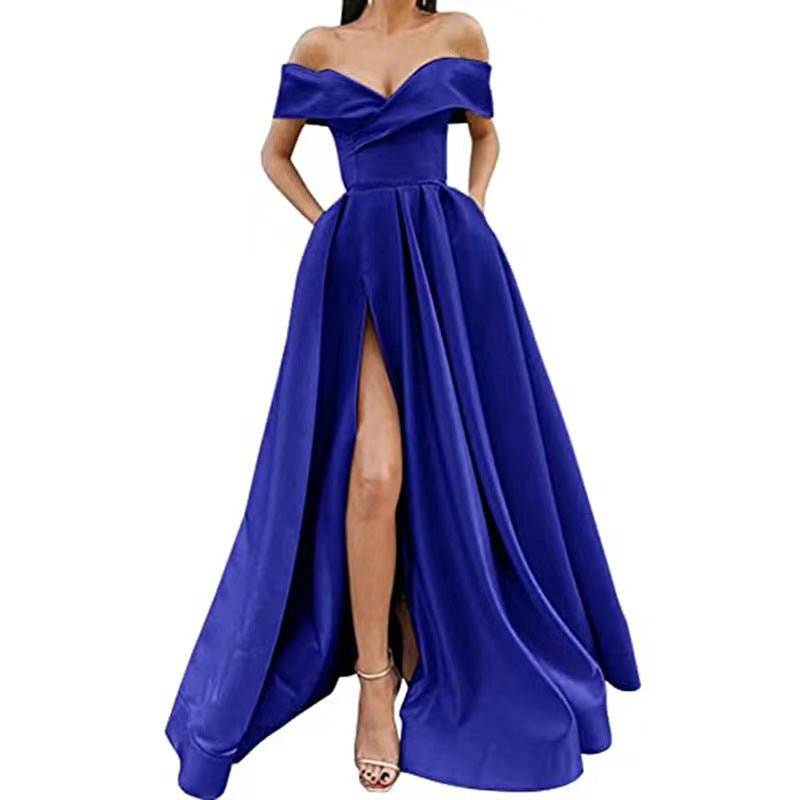 Women's Pretty Dress Summer Deep Satin Evening Dresses