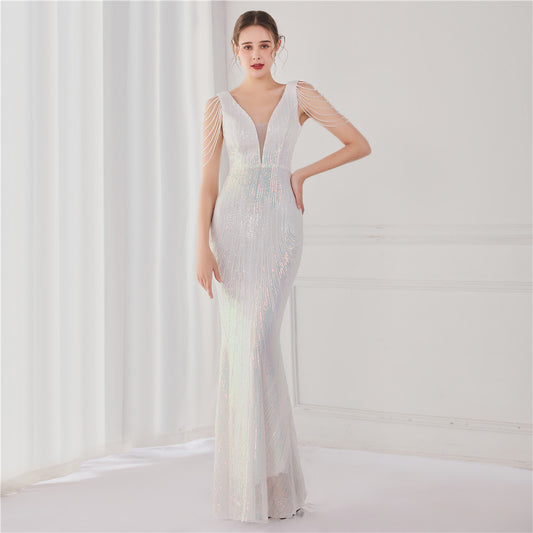 Sequined Fishtail Formal Dress Performance Banquet Evening Dresses