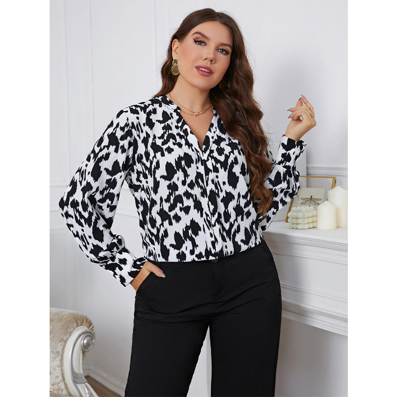 Fashion Retro Style Fashionable Loose Leopard Blouses