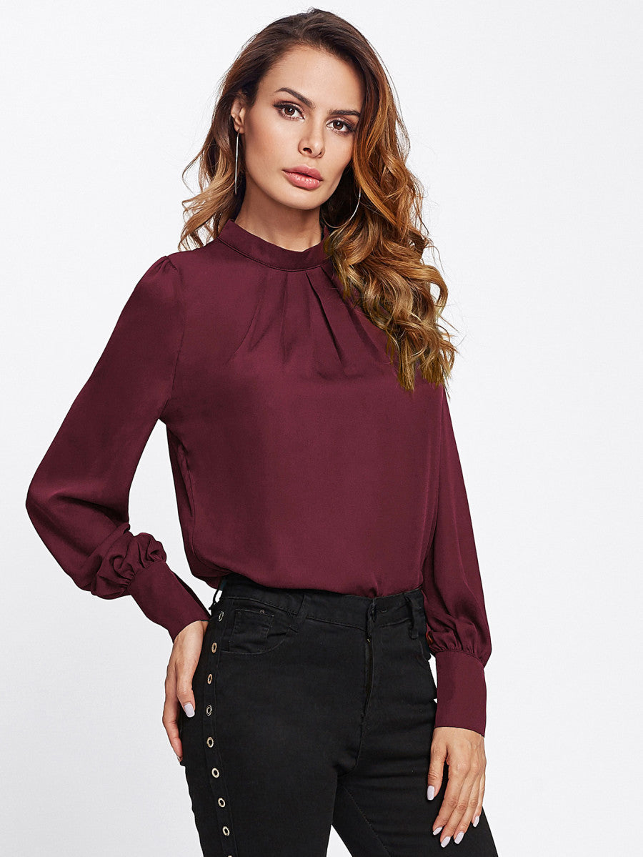 Women's Chiffon Shirt With Small Stand Collar Blouses