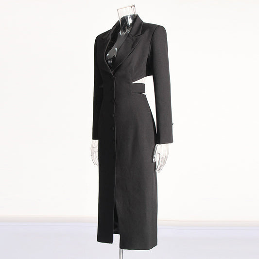 Women's Elegant Style Long Shirt Midriff Design Blazers