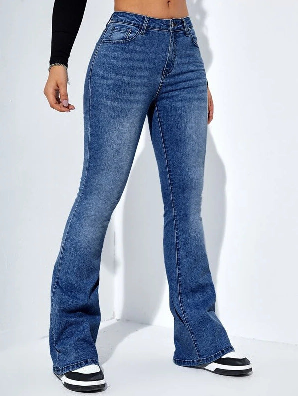 Waist Straight Slim Fit Slimming Versatile Jeans