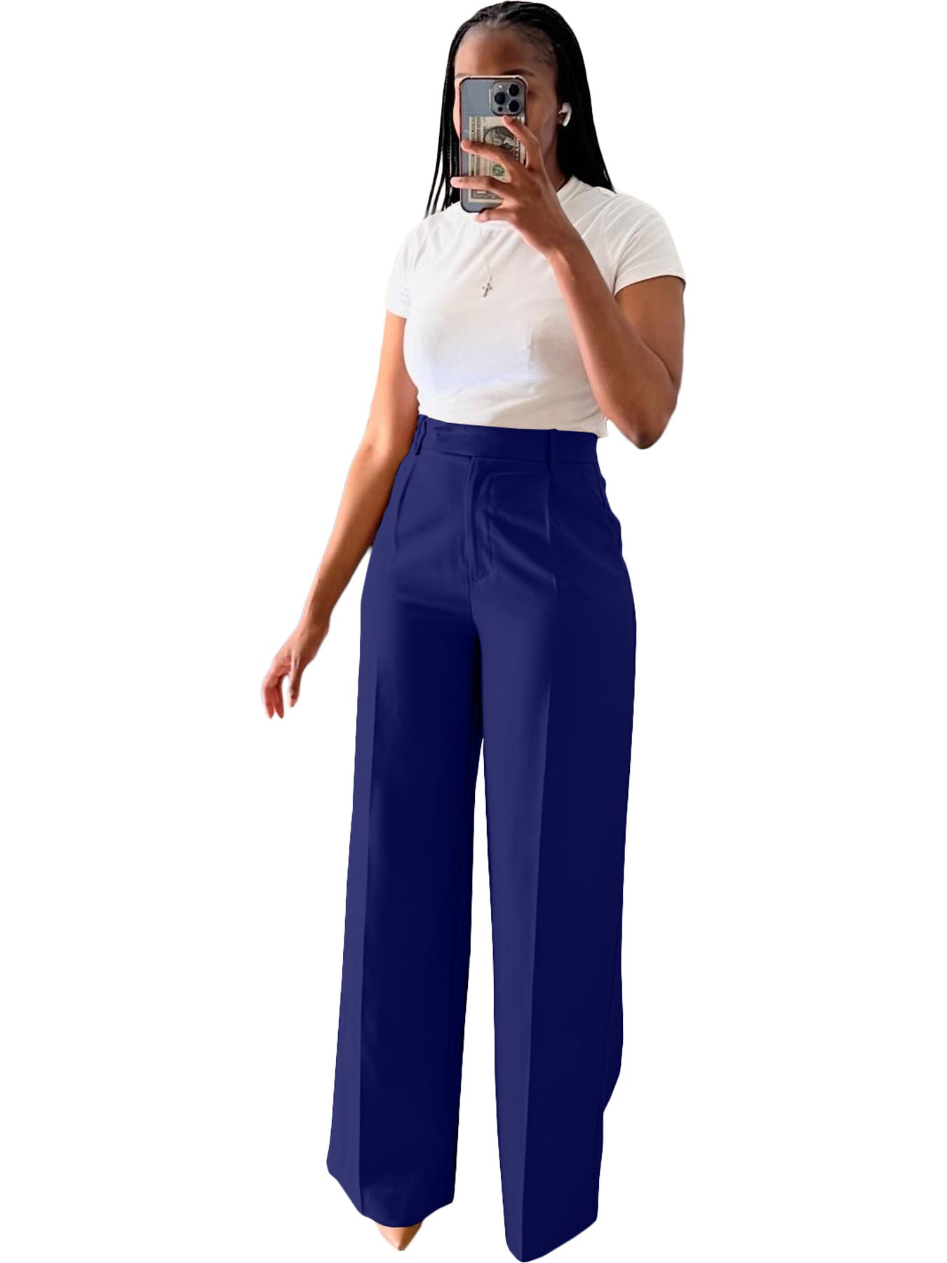 Women's Waist Straight Wide Leg Casual Trousers Pants