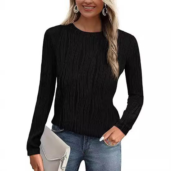 Women's T-shirt Autumn Long Sleeve Round Neck Water Blouses