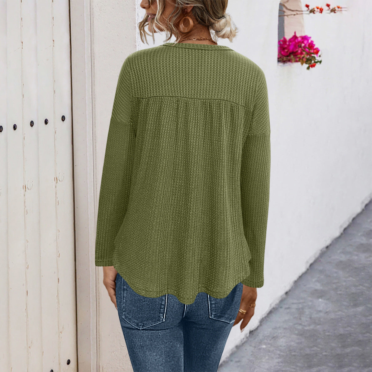 Elegant Classy Placket Open Button Knitted Tops