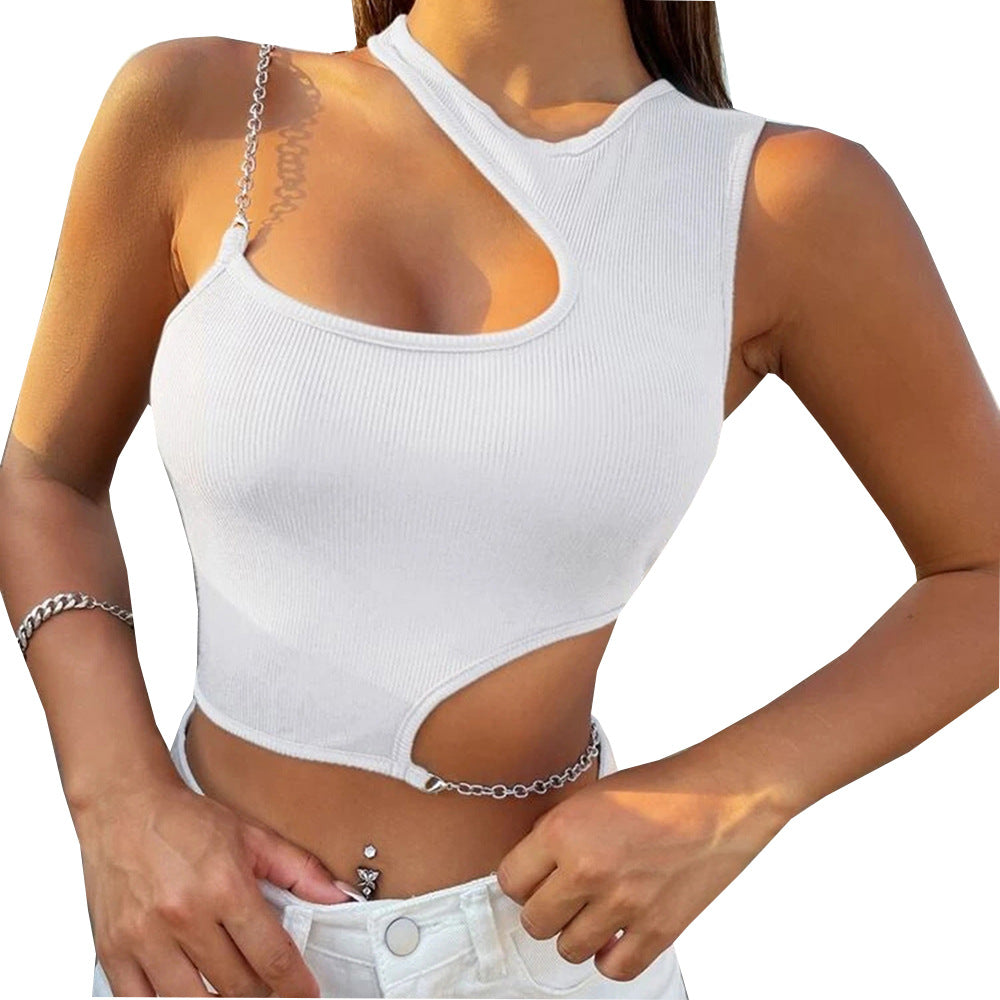 Women's Classic Summer T-shirt Metal Chain Tops