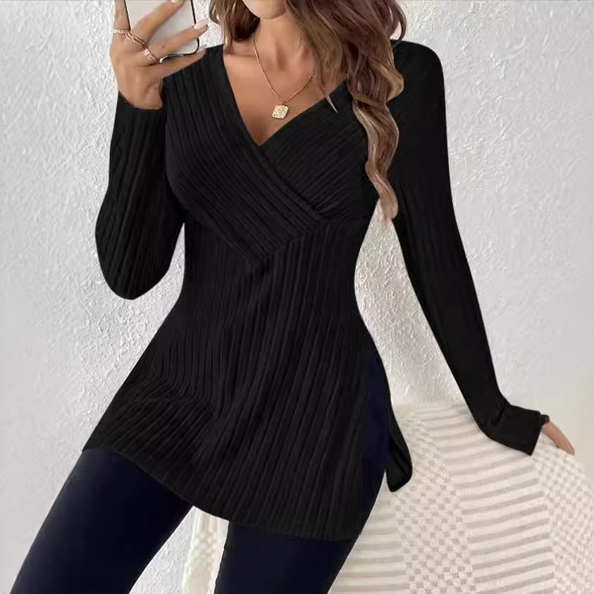 Women's Sleeve Solid Color Leisure Pajamas Sunken Sweaters