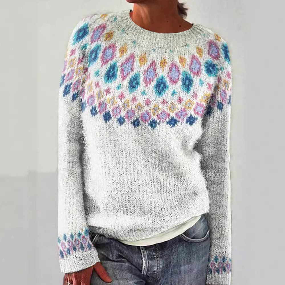 Women's Round Neck Multicolor Loose Fashion Pullover Sweaters