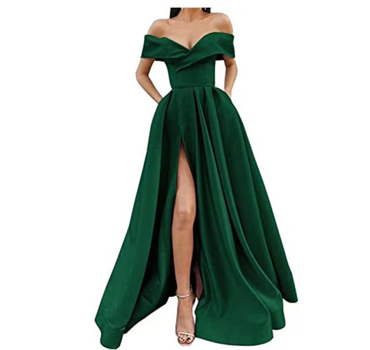 Women's Pretty Dress Summer Deep Satin Evening Dresses