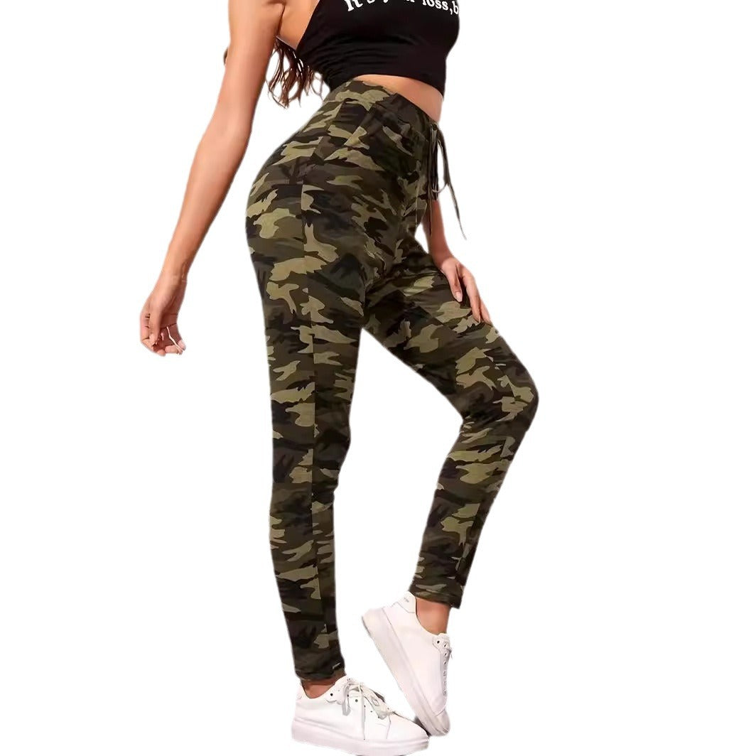 Women's Camouflage Outerwear Stretch Cropped Trousers Pants